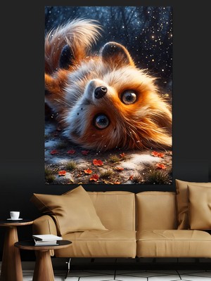 Sevimli Yaramaz Tilki Dekoratif Kanvas - Mdf Ahşap Tablo