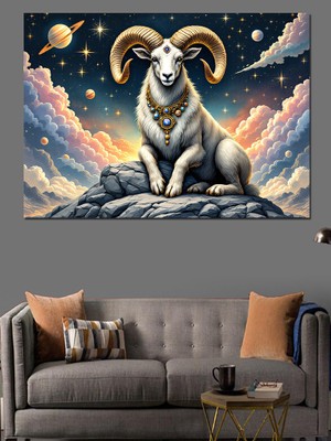 Karanlıkta Duran Güçlü Koç Dekoratif Kanvas - Mdf Ahşap Tablo