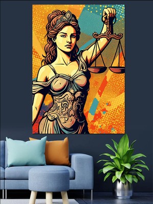 Mitolojik Adalet Kadını Dekoratif Kanvas - Mdf Ahşap Tablo