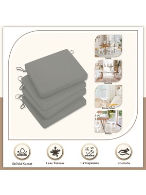 Monolisse Canvas 6'lı Kurşun Sıvı Geçirmez Leke Tutmaz Fermuarlı Bağcıklı Sandalye Minderi 40 x 40 cm