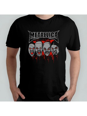 Pixxa Metallica Unisex %100 Pamuklu Bisiklet Yaka T-Shirt Model 1