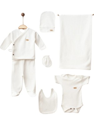 Erkek - Kız Bebek 7 Parça Hastane Çıkışı Zıbın Seti Natural Pastel Renk