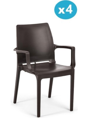 Omnipazar SY-2502 Plastik Eve Bahçe Koltuk Sandalye 4'lü Set