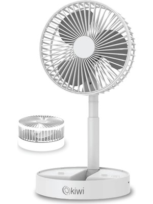 Kiwi KFAN-7608 Şarjlı Beyaz Ayarlanılabilir Mini Fan Masa Üstü Vantilatörü USB Soğutucu Sessiz El Fanı