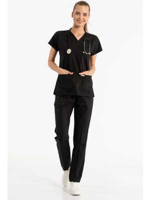 Siyah Likra Cerrahi Üniforma Takım