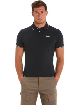 Slam Lacivert Erkek Polo Yaka Regular Fit T-Shirt A108001S00_DECK Lgt Pique
