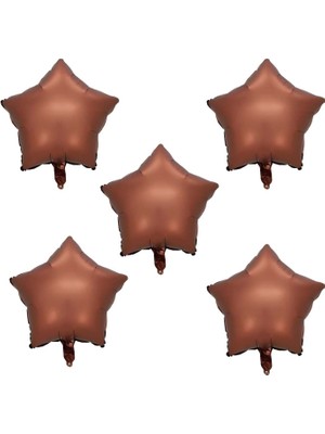 18 Inç Çikolata Kahve Renk 5 Adet Yıldız Şekilli Folyo Balon
