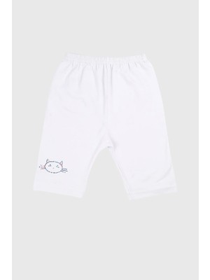  Ceylanoğlu Kız Çocuk Beyaz Likralı Kısa Tayt 6'lı GKC339 0-1 yaş