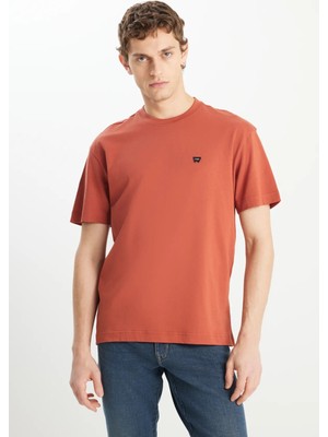 Wranger Wrangler  Pamuk Relaxed Fit Geniş Kesim Minimal Logo Kiremit Tişört
