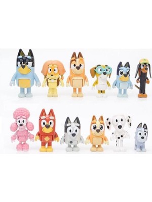 Blue Bingo Köpek Ailesi Bluey Karakterleri 12 Li Mini Ithal Premium Figür Seti No Box