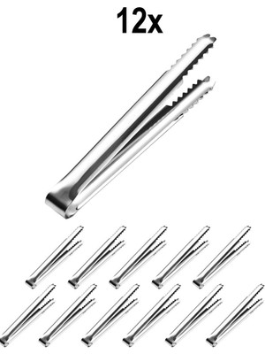12 Adet 304 Çelik 14,8 Cm. Buz ve Şeker Maşası MT130-12