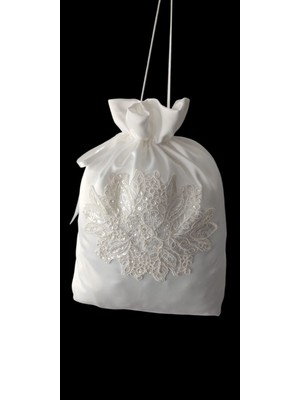 Moda Nur Gelin Kına Takı Kesesi,takı Çantası,kırık Beyaz Renk Gelin Takı Kesesi