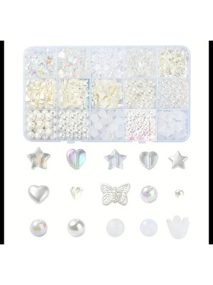 Yiğit Aksesuar Lüks Şekilli Janjanlı Ve Beyaz Delikli İnci Boncuk Takı Yapım Malzemeleri