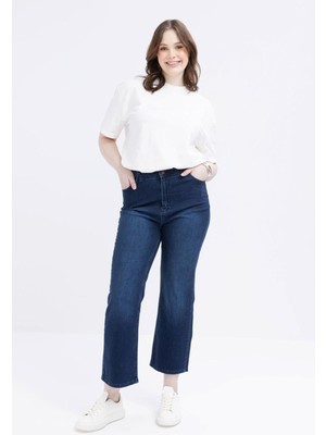 Allday Kadın Likralı Boru Paça Denim Pantolon
