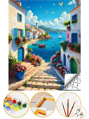 Sayılarla Boyama Numaralı Tuval Seti Fırça Boya Dahil 40X50CM Manzara