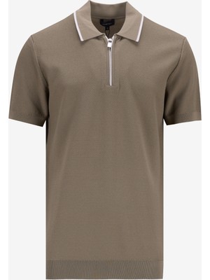 Fabrika Polo Yaka Basic Düz Haki Erkek Kazak F5SM-KZK 2079