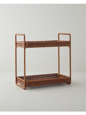 English Home Boho Plastik Rattan Katlı Servis 32,5x18x34 Cm Kahverengi