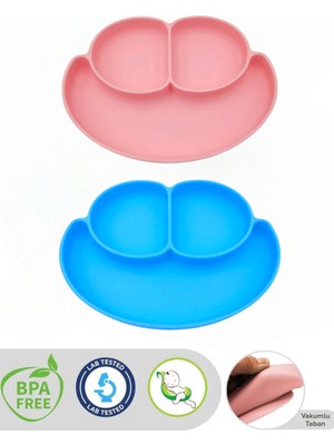 CKM Silikon 3 Bölmeli Vakumlu Bebek Mama Tabağı Cocuk Beslenme Tabağı