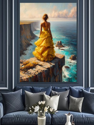 Ekart Sarı Elbise Dekoratif Kanvas - Mdf Ahşap Tablo