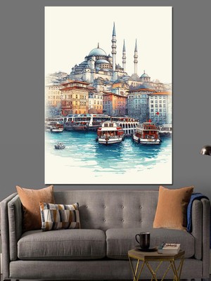 Ekart Istanbul Manzarası Dekoratif Kanvas - Mdf Ahşap Tablo
