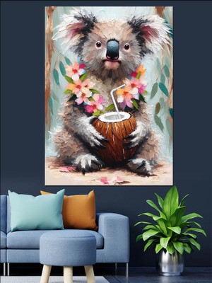 Ekart Tropik Koala Dekoratif Kanvas - Mdf Ahşap Tablo