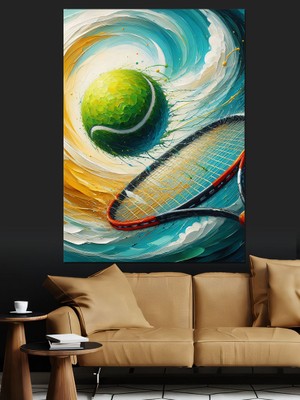Ekart Tenis Temalı Dekoratif Kanvas - Mdf Ahşap Tablo