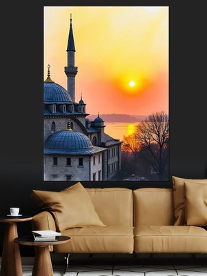 Ekart Gün Batımında Cami Dekoratif Kanvas - Mdf Ahşap Tablo