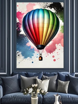 Ekart Renkli Balon Çizimi Dekoratif Kanvas - Mdf Ahşap Tablo