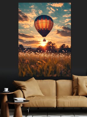 Ekart Gün Batımında Balon Dekoratif Kanvas - Mdf Ahşap Tablo