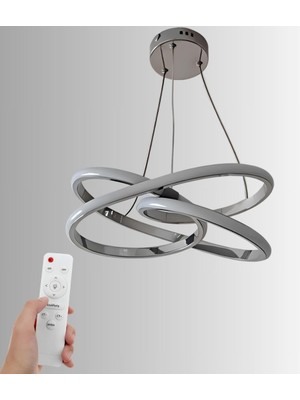 Mcreative 3 Renk Işıklı Lüks LED Avize Krom Gövde Yüksek Lümen Salon Oda Yatak Odası Mutfak Antre Avizesi