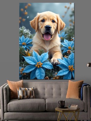 Ekart Mutlu Yavru Köpek Dekoratif Kanvas - Mdf Ahşap Tablo