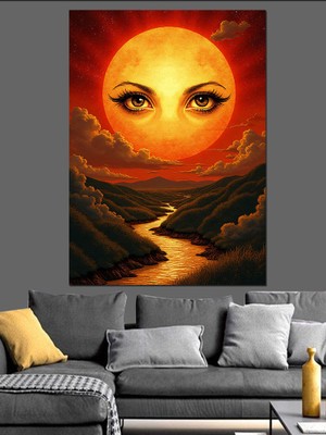 Karizma Tablo Kızıl Gün Batımı Dekoratif Kanvas - Mdf Ahşap Tablo