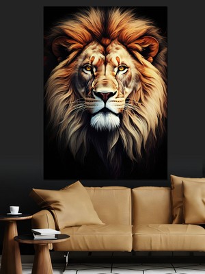 Karizma Tablo Erkek Aslan Dekoratif Kanvas - Mdf Ahşap Tablo