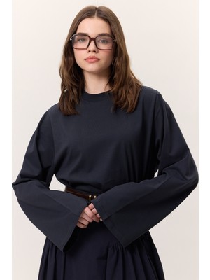 Uzun Kollu Kısa Tshırt Lacivert