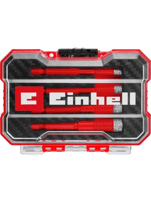 Orijinal Einhell XS-CASE 4 Parça Elmas Karo Matkap Ucu Seti (Kuru Kesim, 10 mm Elmas Kaplama, Parafin Dolgu, Süper İnce Turbo Kesici Kenar, E 6.3 Sap) - 49500404