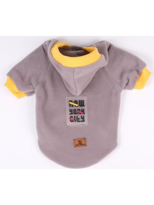 Peti Tailor Köpek Kıyafeti Polar Kapüşonlu Gri Sweat Ribanalı