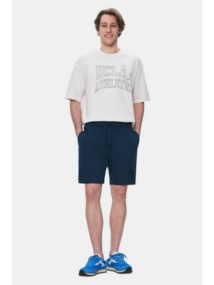 Jarvıs Lacivert Nakışlı Standard Fit Erkek Örme Şort