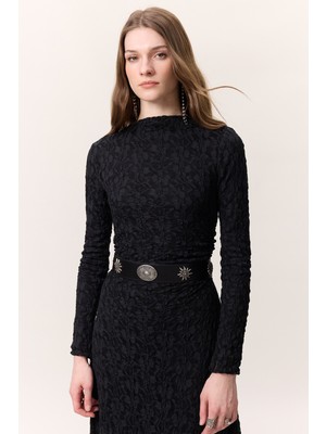 Desen Tokalı Korse Kemer Siyah