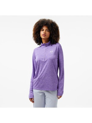Under Armour Tech Kadın Mor T-SHIRT.525 Düz Desenli Spor T-Shirt Rahat Kesim