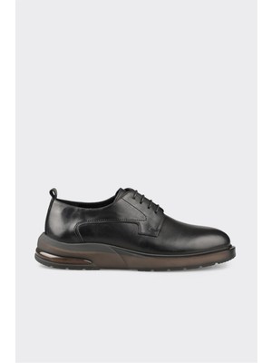 Elle Siyah Deri Erkek Günlük Ayakkabı