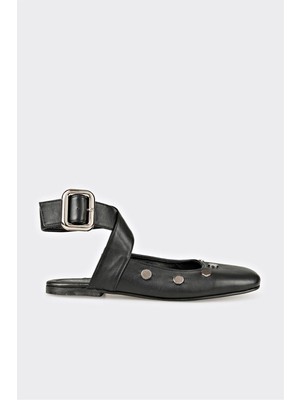 Elle Siyah Deri Kadın Günlük Ayakkabı