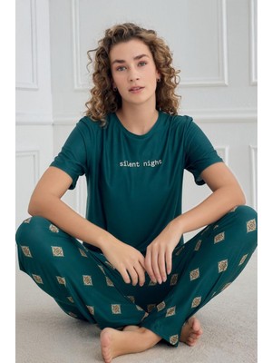 Cotonhause Kadın Kısa Kol Petrol Pijama Takımı 30102-74