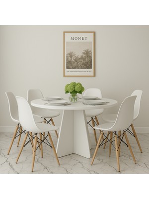 Barberon Yuvarlak Modern Dekoratif Yemek Masası Mutfak Masası