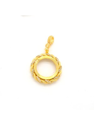 Yarım Altın Çerçeveli Kolye Ucu Altın Kaplama Işlemeli TGR-649