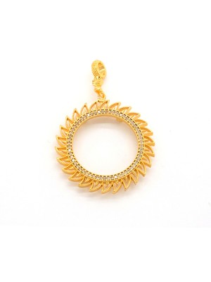 Yarım Altın Çerçeveli Kolye Ucu Altın Kaplama TGR-610