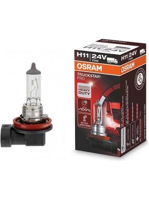 Osram 24V H11 Ampul 70W TRUCKSTAR+%100 Fazla Işık Sarsıntıya Dayanıklı