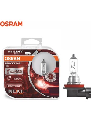 Osram 24V H11 Ampul 70W TRUCKSTAR+%120 Fazla Işık Sarsıntıya Dayanıklı (2 Ad)
