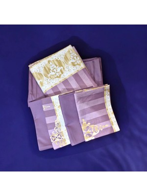 Çift Kişilik Mor Desenli 160*220 Nevresim Takımı