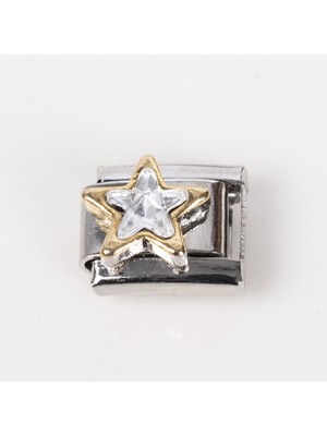 Nur Silver Taşlı Yıldız Çelik Italyan Charmı NUR-İC00011