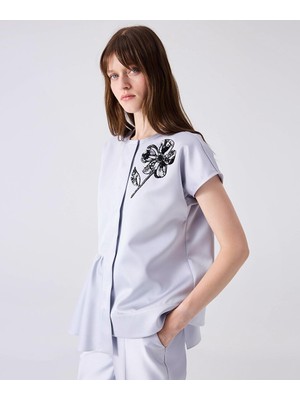 Asimetrik Volanlı ve Işlemeli Bluz MW6240006028122